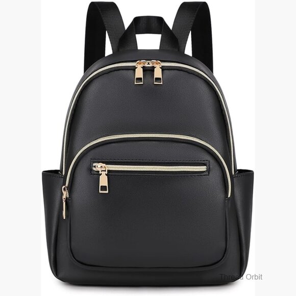 PU Leather Mini Backpack with 8 Pockets, Adjustable Straps, Daypack or Shoulder